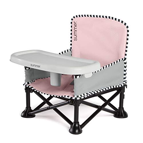 Summer Infant Pop ‘n Sit SE Booster Chair, Sweet Life Edition, Booster Seat for Indoor/Outdoor Use – Fast, Easy and Compact Fold, Bubble Gum Color