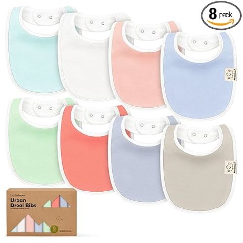 8-Pack Organic Baby Bibs for Boys, Girls - Soft Cotton Drooling and Teething Bibs for Baby Girl & Boy, Extra Absorbent, Easy to Clean & Put On for Toddler, Newborn, Infant 0-24 Months (Spring)