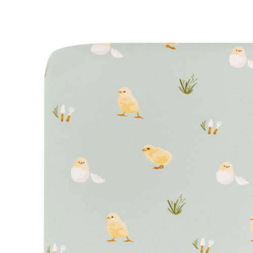 Mini Crib Sheet in Aloe Chick
