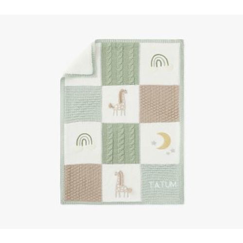 Giraffe Recycled Patchwork Heirloom Baby Blanket, Sage Green