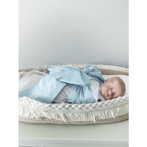 Monogrammed Newborn Infant Baby Seersucker Bow Sash Blanket, Maternity Photography Prop, Monogrammed Newborn Wrap, Baby Photo Prop, Big Bow