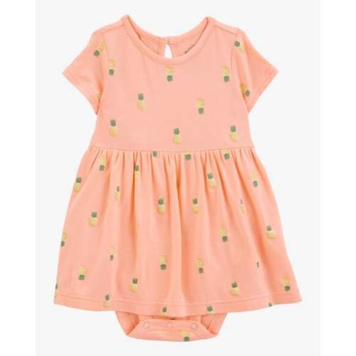 Baby Girl Pineapple Print PurelySoft Bodysuit Dress - Coral - Carter's | Carter's