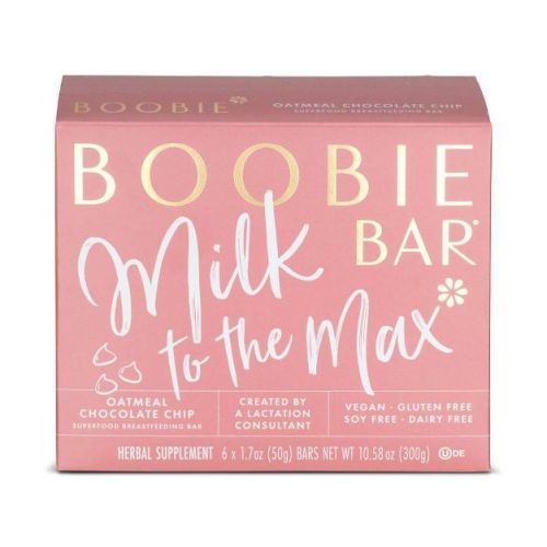 Boobie Bar Superfood Vegan Lactation Bar Oatmeal Chocolate Chip - 10.58oz/6ct