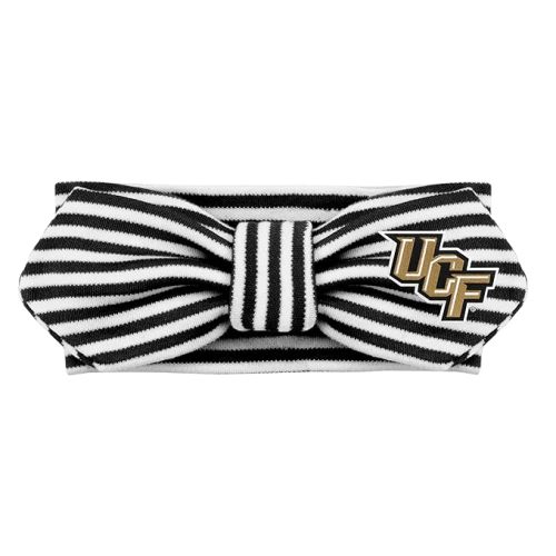 Creative Knitwear Central Florida Knights Infant Girls Black/White Striped Hair Knot Headband Embroidered Logo - Size Newborn - 4T