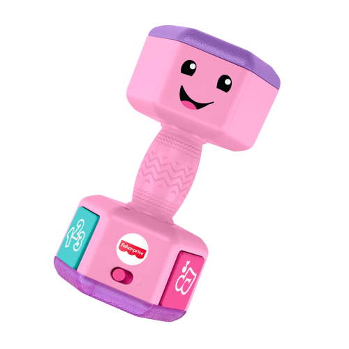 Fisher-Price Laugh & Learn Countin' Reps Dumbbell Pink Musical Learning Toy Rattle for Baby 6 Months