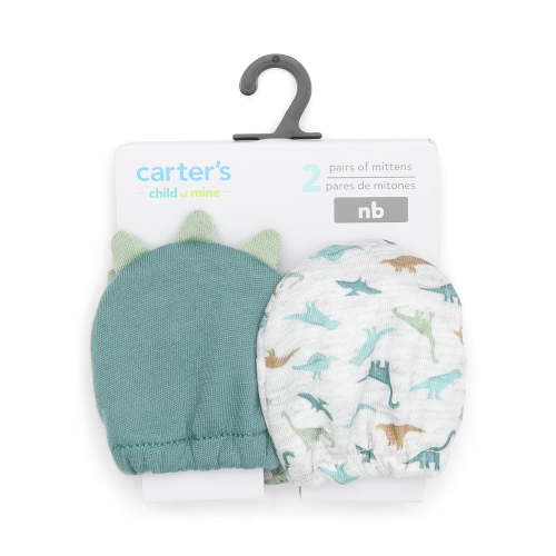 Carter's Child of Mine Newborn Boys Dino Mittens Set, 2-Pack - Walmart Business Supplies