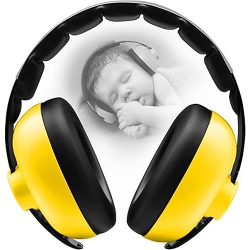 Baby Ear Protection - Noise Reduction Earmuffs 3-36 Months - Comfortable Baby Headphones Against Hearing Damage & Improves Sleep - Yellow