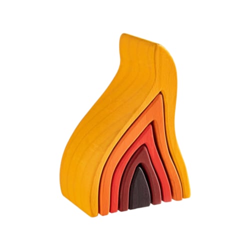 5 Pcs Wooden Fire Stacking Blocks – Green Elephant Home and Toys