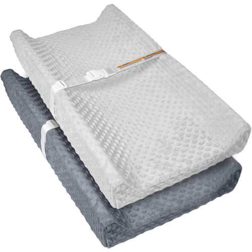 2 Pack Baby Changing Pad Covers, Super Soft Plush Dot Diaper Changing Table Covers Fit 32x16 Inch Changing Table Pad