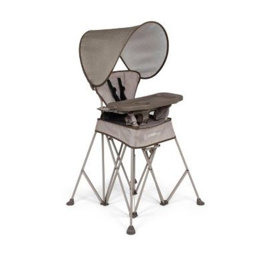 Baby Delight Go With Me Uplift Portable High Chair with Canopy - Sandstone: 5-Point Harness, Removable Tray, Folds for Easy Transport