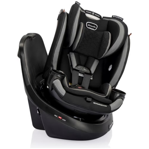 Evenflo Revolve360 Slim 2-in-1 Rotational Car Seat with Quick Clean Cover (Salem Black)