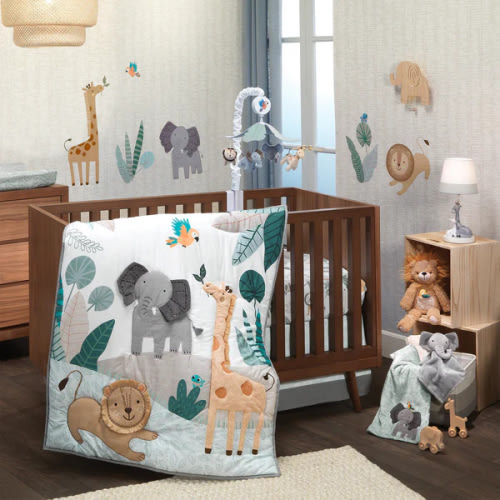 Jungle Friends 5-Piece Safari Animals Nursery Baby Crib Bedding Set – Lambs & Ivy