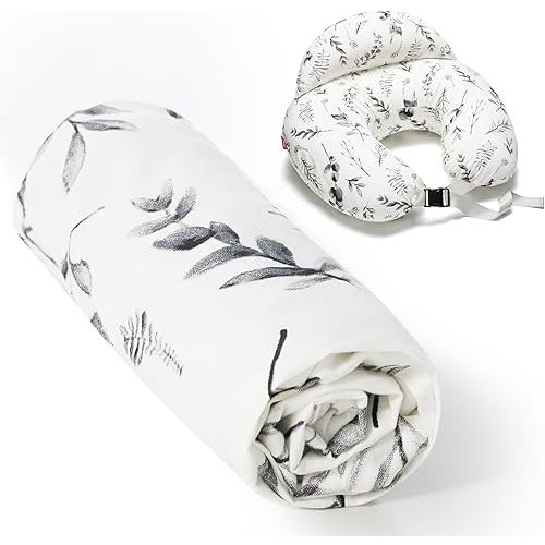 Momcozy Original Plus Size Nursing Pillow Cover, Fits All Breastfeeding Pillows, 100% Cotton Cover with Adjustable Waist Strap, Ink Wash Painting, Cover Only