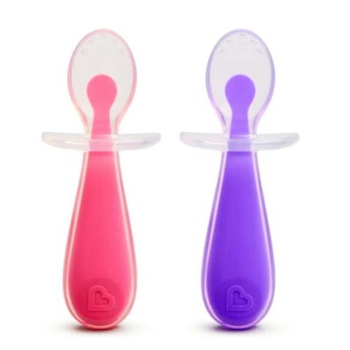 Munchkin® Gentle Scoop™ Silicone Training Spoons, Pink/Purple, Unisex, 2 Pack