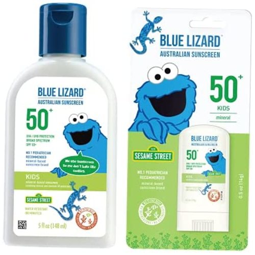 BLUE LIZARD Kids Mineral-Based Sunscreen Lotion and Stick Bundle - SPF 50+ - 5 oz/.5oz.