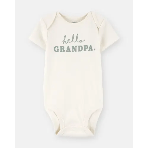 Baby "Hello Grandpa" Announcement Cotton Short-Sleeve Graphic Bodysuit - Ivory | Carter's