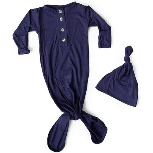 Newborn Knotted Baby Gown and Hat Set for Baby Boy or Baby Girl