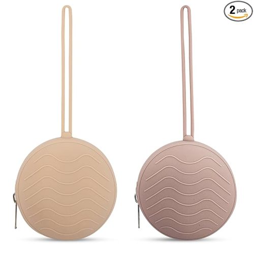 Silicone Pacifier Holder Case 2-Pack – BPA-Free, Food-Grade Silicone – Zippered Travel Pacifier Organizer – Portable Baby Case for Pacifiers, Teethers & Essentials – Dishwasher Safe