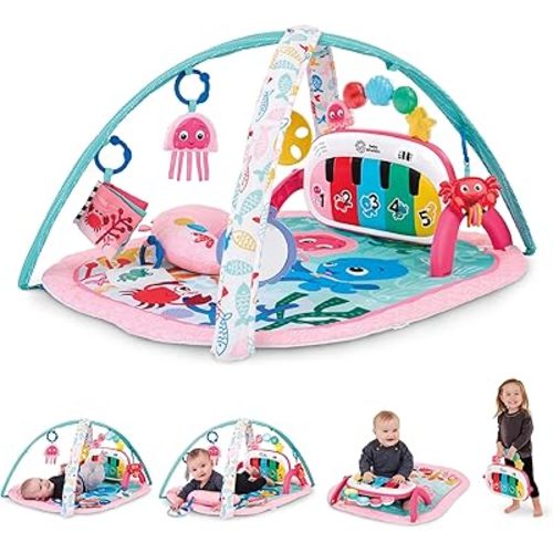 Baby Einstein Ocean Explorers 4-in-1 Kickin’ Tunes Jellyfish Jamboree Music & Language Discovery Gym, Pink, Ages 0 Months and Up