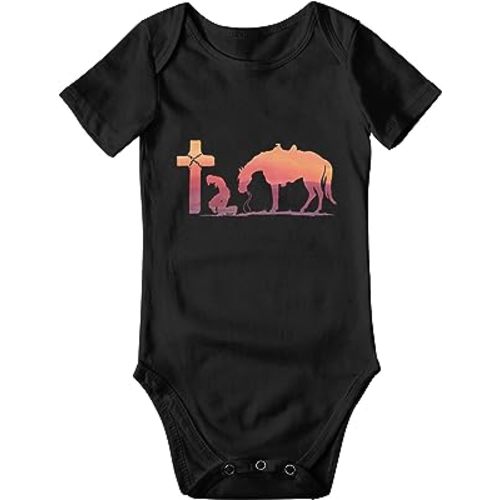 Cowboy Horse Prayer Cross Newborn Girl Boy Romper Jumpsuit Bodysuit Baby Outfits Infant Clothes