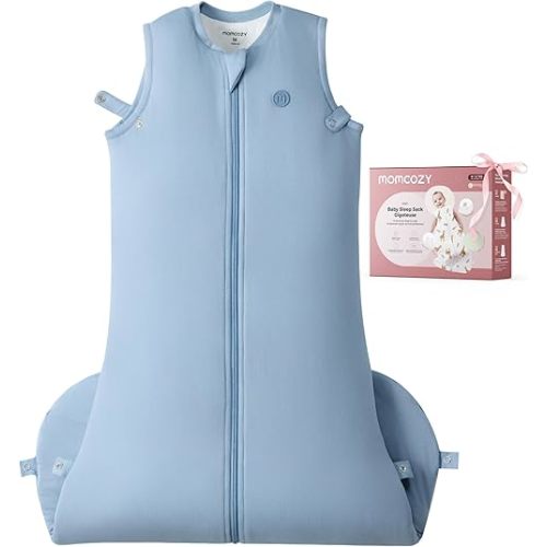 Momcozy Sleep Sack for Baby 0-6 Months, 1.5 TOG Baby Wearable Blanket with Supportive Plush Filling, Two-Way Zipper for Easy Diaper Changes, Snap-Fit Design for Growing Babies, Small, Blue