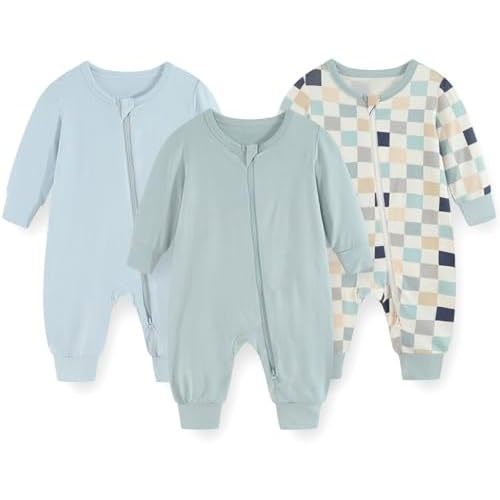 3 Pack Cartoon Baby Unisex Jumpsuits Comfy Solid Color New born Boy Girl Rompers Long Sleeve Zipper Infant Colthes