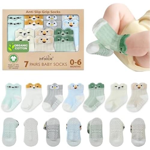 Organic Cotton 100% GOTS Certified Baby Socks 0-6 Months Soft for Infants Breathable, Newborn Socks Animal Design