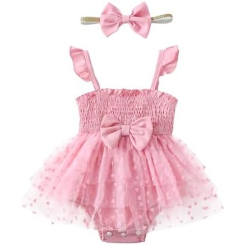 Saeaby Newborn Baby Girl Clothes Outfits Tulle Dress Ruffle Sleeveless Girls Romper Summer Clothing Infant Bodysuit