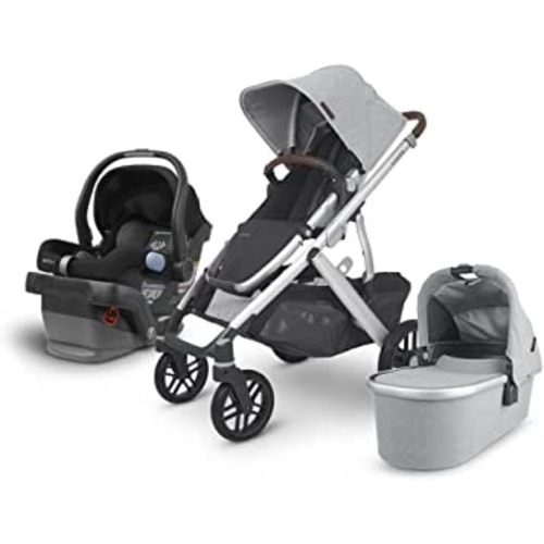 Vista V2 Stroller -Stella (Grey Brushed mélange/Silver/Chestnut Leather) + MESA Infant Car Seat - Jake (Black)
