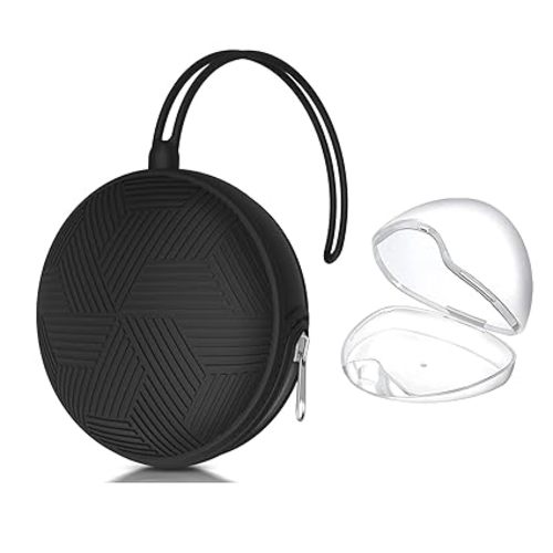 Smlpuame Pacifier Holder Case,BPA Free Portable Pacifier Storage Container,Silicone Baby Pacifier Cover Pouch for Diaper Bag Stroller,Travel Outdoor Activities,Easy to Clean(Black)