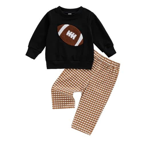 Toddler Baby Boy Football Outfit Football Embroidery Sweatshirt Pullover Casual Jogger Pant 2Pcs Fall Sport Clothes