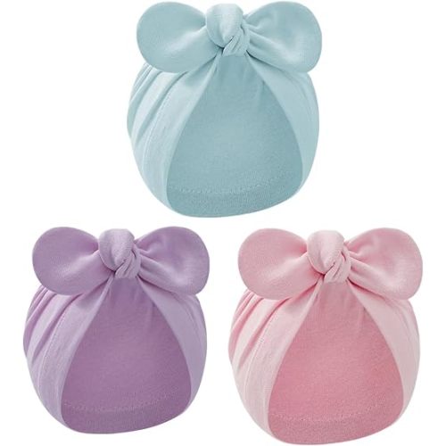 Century Star Newborn Hat for Baby Girls Infant Toddler Soft Hospital Hats Beanie Baby Turbans Head Wrap with Bow Cap