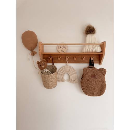 Montessori Baby & Kids Room Shelf with Hooks, Nursery Shelves, Kids Room Decor, Baby Room Decoration, Nursery Decor, Montessori Toddler