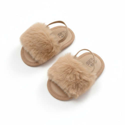 Beige Fluffy Sandals – Mini Zali