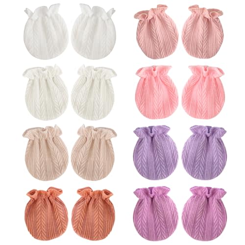 BQUBO Newborn Infant Toddler Mittens No Scratch Cotton Elastic Wrist Gloves Hypoallergenic for 0-6 Months Baby Boys Girls