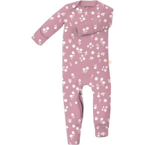 Size 3-6month; GUNAMUNA Convertible Baby Footie Pajamas, 2-in-1 Romper with Diaper-ZiP, Fold-Over Mittens & Cuffs