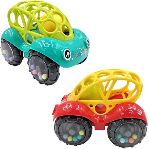 Toy Cars for Toddlers 1-3 - Baby Car Toys for 3-18 Months, Car Toys for 1-5 Year Olds Boy Girl, Baby Toy Cars 3-18 Months Baby Trucks for 3-18 Month - Green & Red