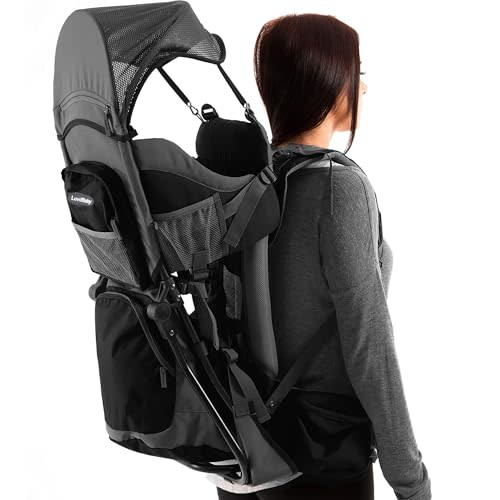 Hiking Baby Carrier Backpack - Comfortable Baby Backpack Carrier - Toddler Hiking Backpack Carrier - Child Carrier Backpack System with Diaper Change Pad, Insulated Pocket + Rain and Sun Hood
