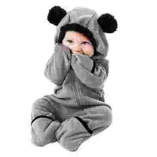 Boys Outfits Toddler Baby Cartoon Ears Hoodie Romper Zip Clothes Jumpsuit Boys' Clothing Sets Grey 3 Months-6 Months
