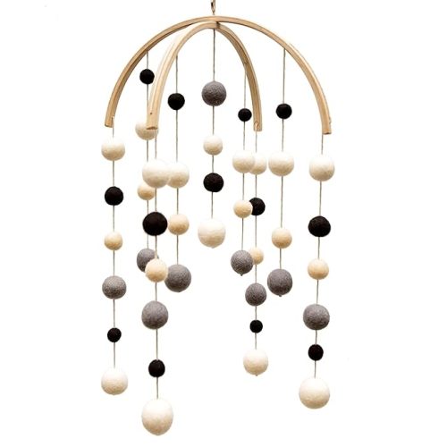 GLACIART ONE Black and White Baby Crib Mobile | High Contrast Baby Toys Wool Mobile, Neutral Baby Room Decor for Baby Boy & Girl | Develops Cognitive, Visual & Motor Skills | Great Gift Idea - White & Black