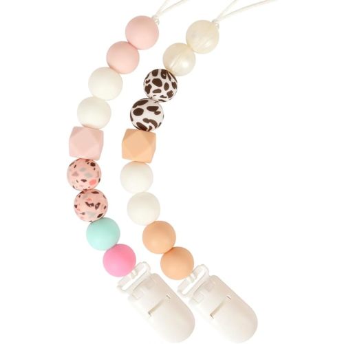 Pacifier Clip, LcyKohn Binky Holder Baby Clips for Baby Girls 2 Pack