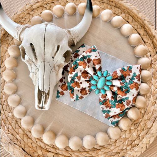 Cow Print & Turquoise Head Wraps – Brady’s Western Bows