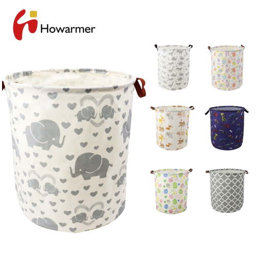 Howarmer Collapsible Laundry Baskets, Nursery Laundry Basket, Blanket Basket, Baby Laundry Basket, Dog Toy Basket, Home Storage, Laundry Basket for Dorm, Dirty Clothes Basket (19.7", Gray Elephant)