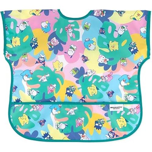 Bumkins Short Sleeve Bib for Girl or Boy, Toddler and Kids for 1-3 Years, Large Size, Essential Must Have for Junior Children, Eating, Mess Saving Soft Fabric Apron