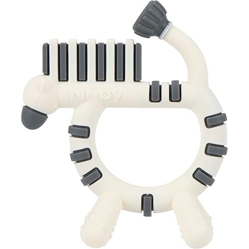 Nuby Geo Zoos Massaging Silicone Teether with Multiple Textures, 3m+, Zebra