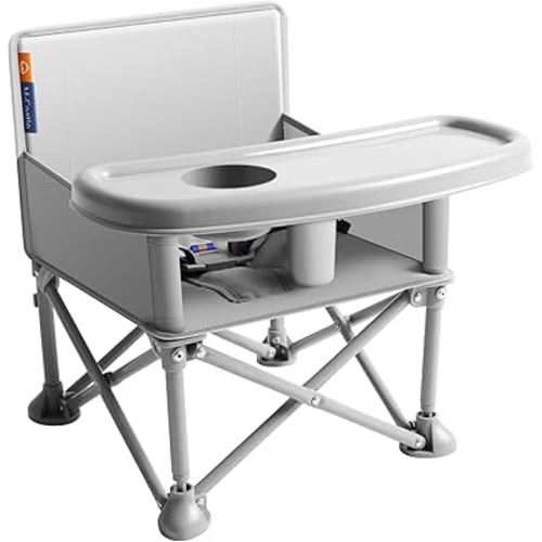 New Portable Travel Booster Seat with Tray|Foldable Infant Seat Booster Dining Chair|Great for Camping, Beach, Lawn|Toddler, Child Camping Chair 6 Months - 3 Years Old (Gary)