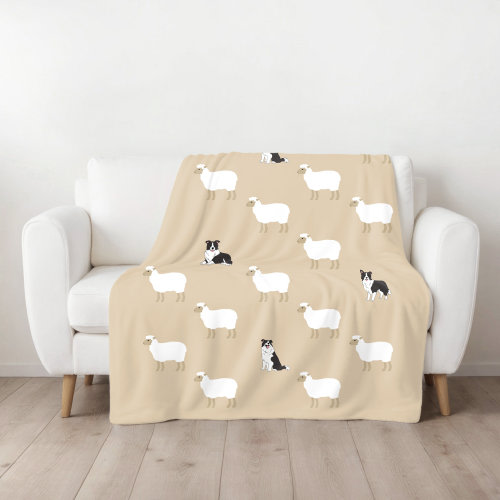 Border Collie and Sheep Minkey Fleece Blanket, Border Collie Dog, Dog Mom Gift, Baby Shower Gift, New Puppy Gift