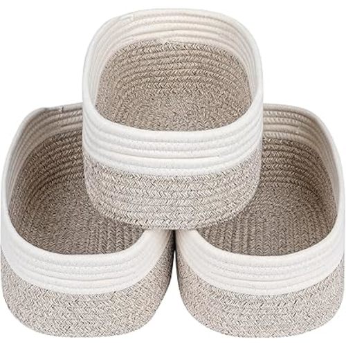 CubesLand Baskets for Shelves Storage,Cube Shelf Closet Storage Bins Set 3,Long-lasting &Skin-friendly Toy Basket Bin,Stylish Room Decor Basket,Woven Off White/Light Brown