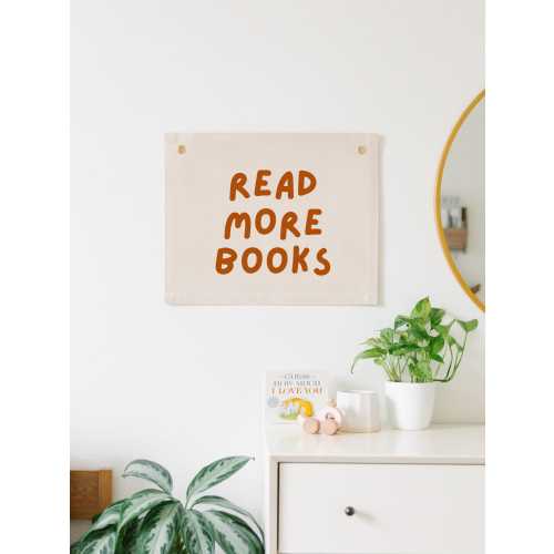 Read More Books Canvas Banner, Let's Read Sign, Reading Nook Decor, Kids Homeschool Wall Decor, Classroom Reading Corner