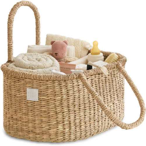 Baby Diaper Caddy Organizer "ROSA" Handmade & Natural by BEBE BASK® – BEBE BASK